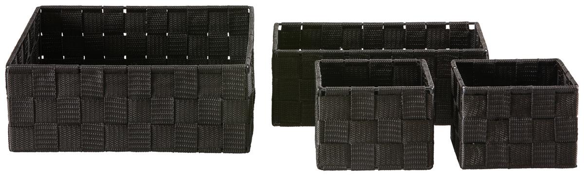 Korbset Kelly in Schwarz, 4 Stk. - Schwarz, ROMANTIK / LANDHAUS, Kunststoff/Metall - Mömax