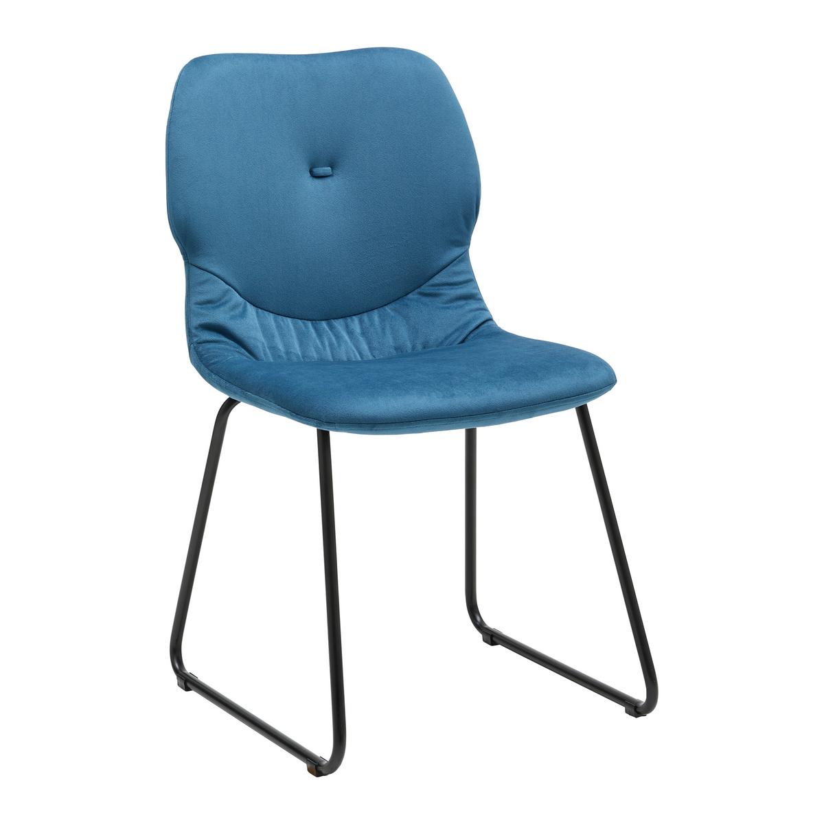 Stuhl Alica Blau Samt Gepolstert - Blau/Schwarz, MODERN, Holz/Textil (46/83/57cm) - Bessagi Home