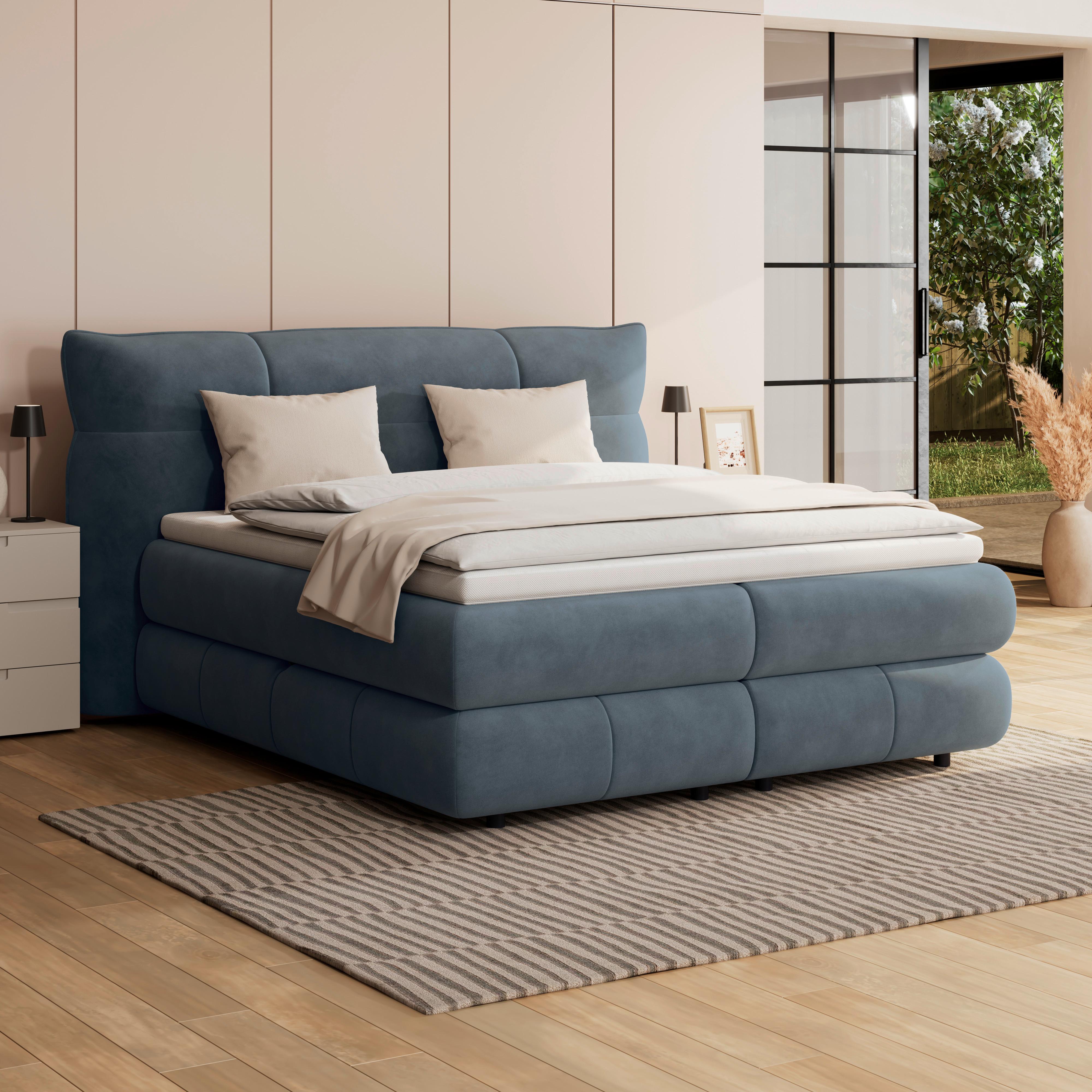 Boxspring Krevet Carmelo - zelena/crna, Trend, tekstil/plastika (180/200cm) - Premium Living