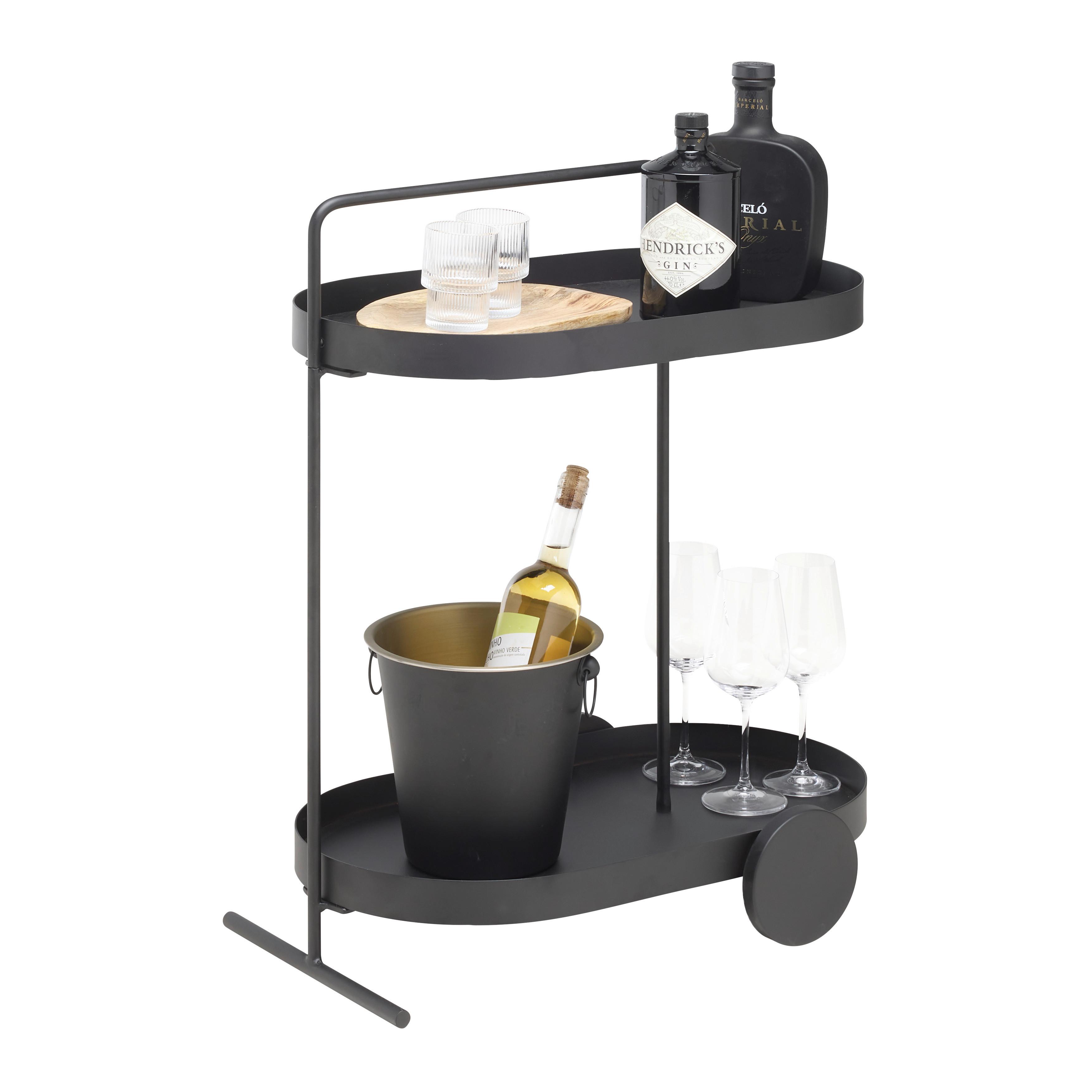 Servierwagen Flavio Schwarz - Schwarz, MODERN, Metall (59/70/37cm) - Mömax