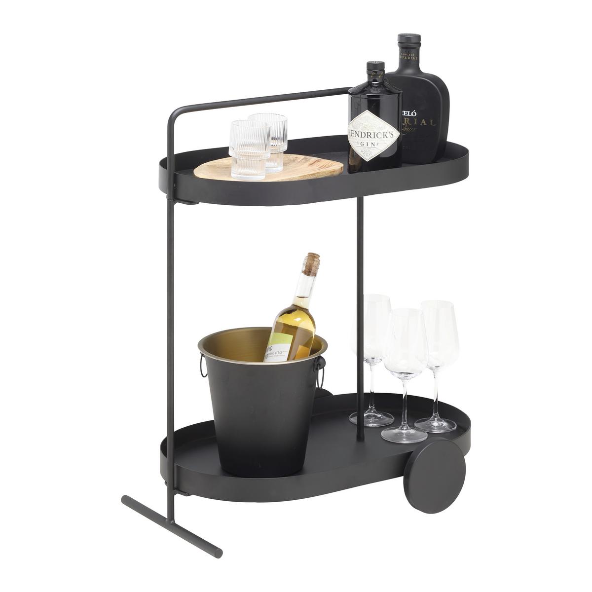 Servierwagen Flavio Schwarz - Schwarz, MODERN, Metall (59/70/37cm) - Mömax