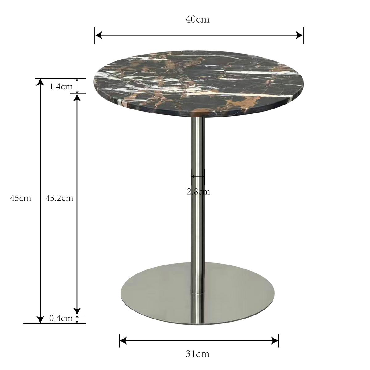 Beistelltisch Elian -Trend- - Chromfarben/Schwarzbraun, Modern, Stein/Metall (40/40/45cm) - Mömax