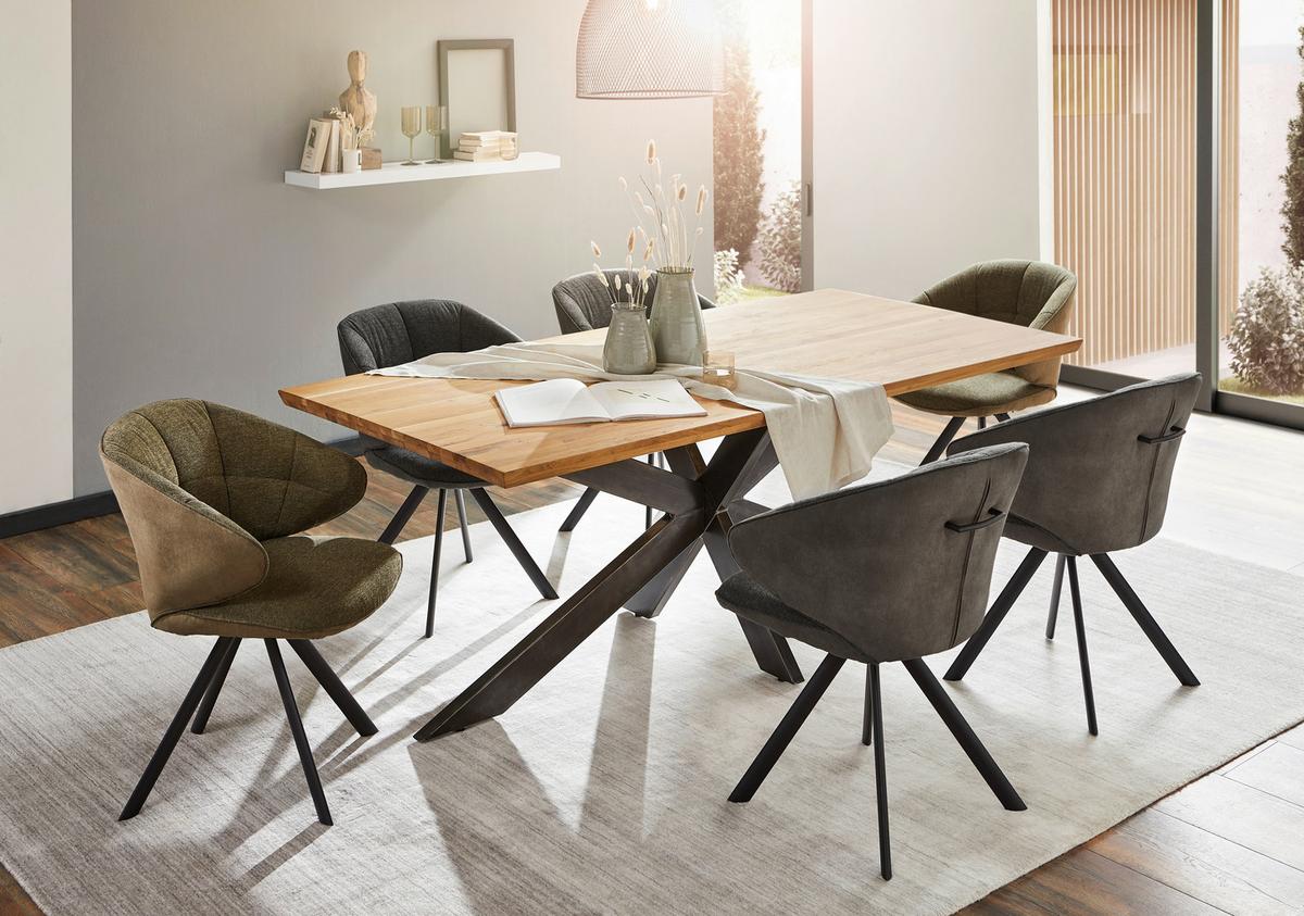 STÓŁ DO JADALNI SPIDER - kolor dębowy/czarny, Design, metal/drewno (200/100/77cm) - Linea Natura