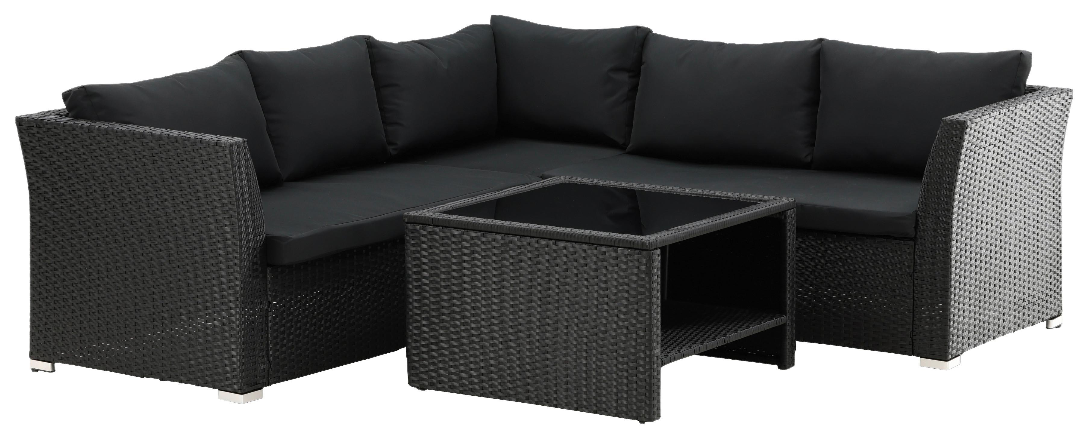 LOUNGEGARNITUR HAITI - Schwarz, KONVENTIONELL, Kunststoff - Gardenson