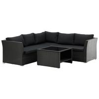 LOUNGEGARNITUR HAITI - Schwarz, KONVENTIONELL, Kunststoff - Gardenson