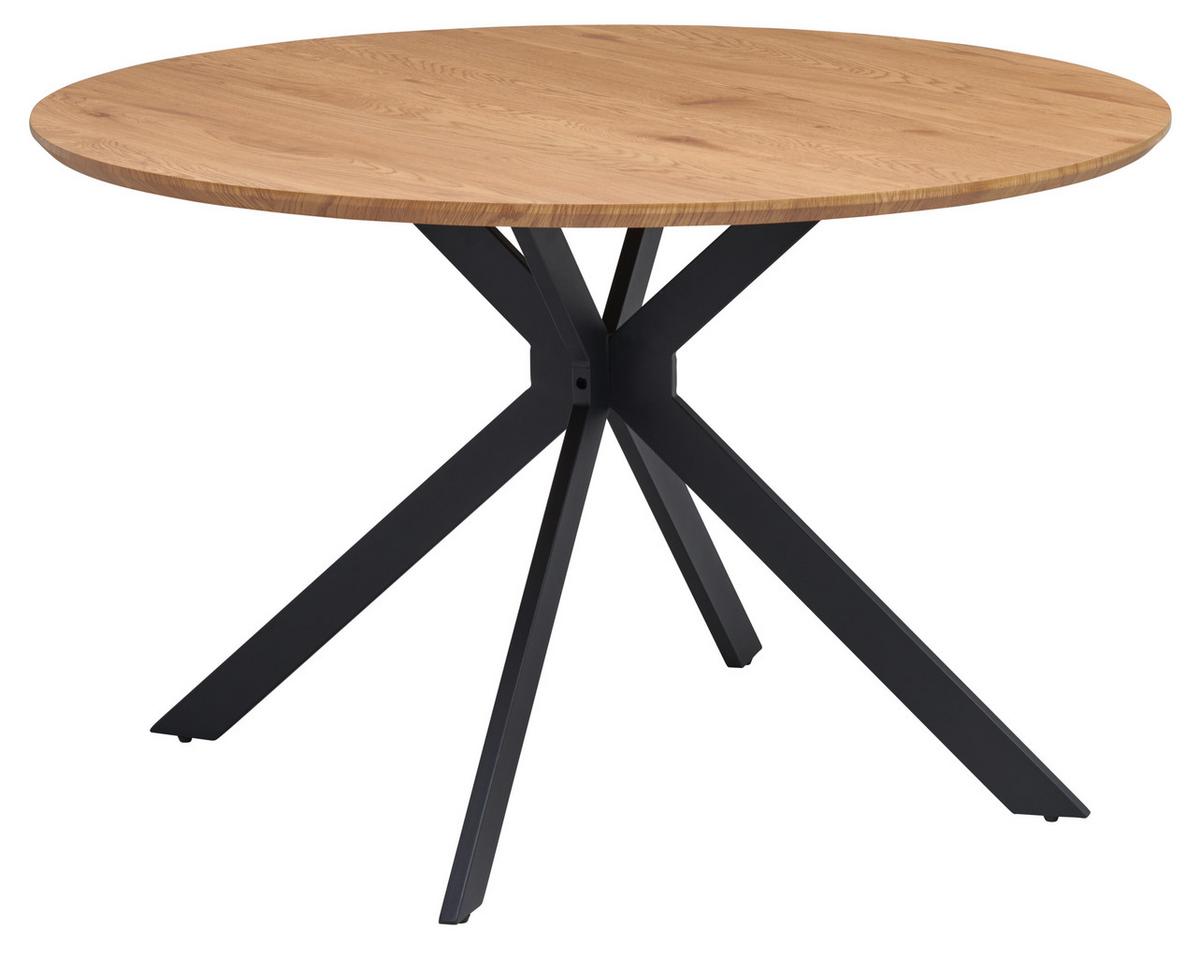 Jedilna Miza Levin, Barva Hrasta, Ø 120cm - črna/barve hrasta, Konvencionalno, kovina/leseni material (120/120/76cm) - MID.YOU