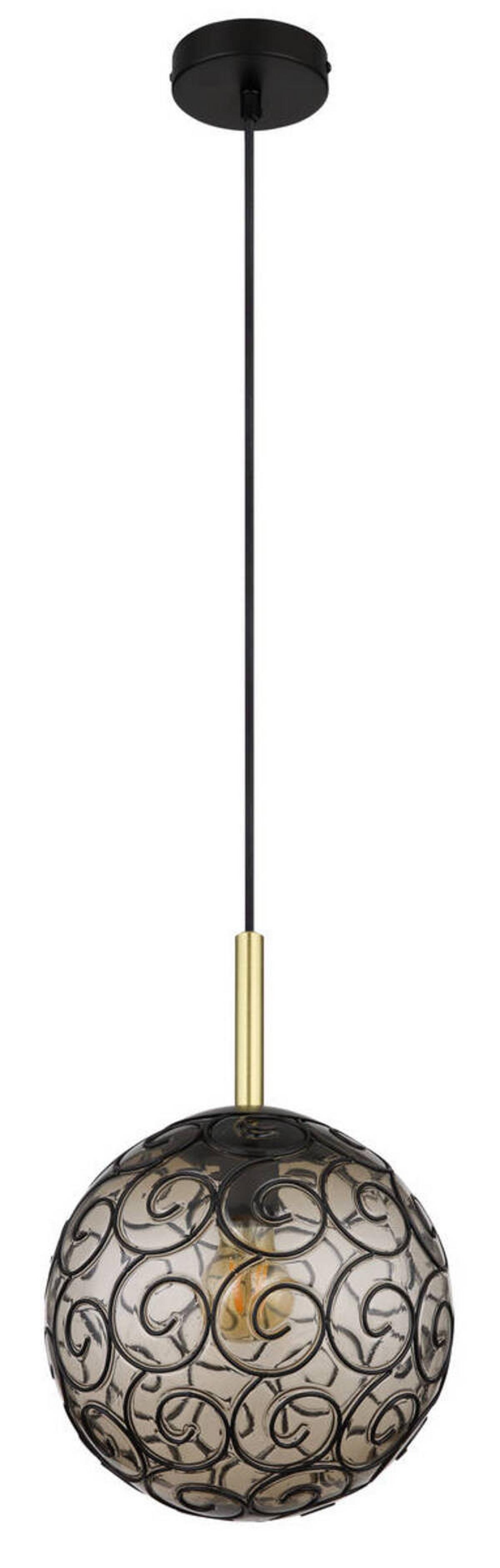 Viseča Svetilka 15659h - zlate barve/siva, Konvencionalno, kovina/umetna masa (25/120cm) - Globo