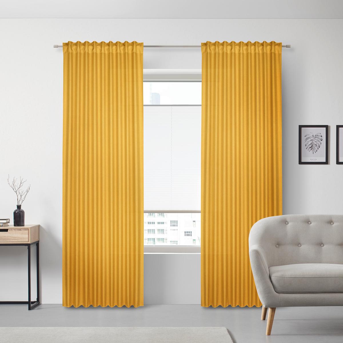 Končana Zavesa Andi 2 Kos - rumena, Konvencionalno, tekstil (140/245cm) - Modern Living