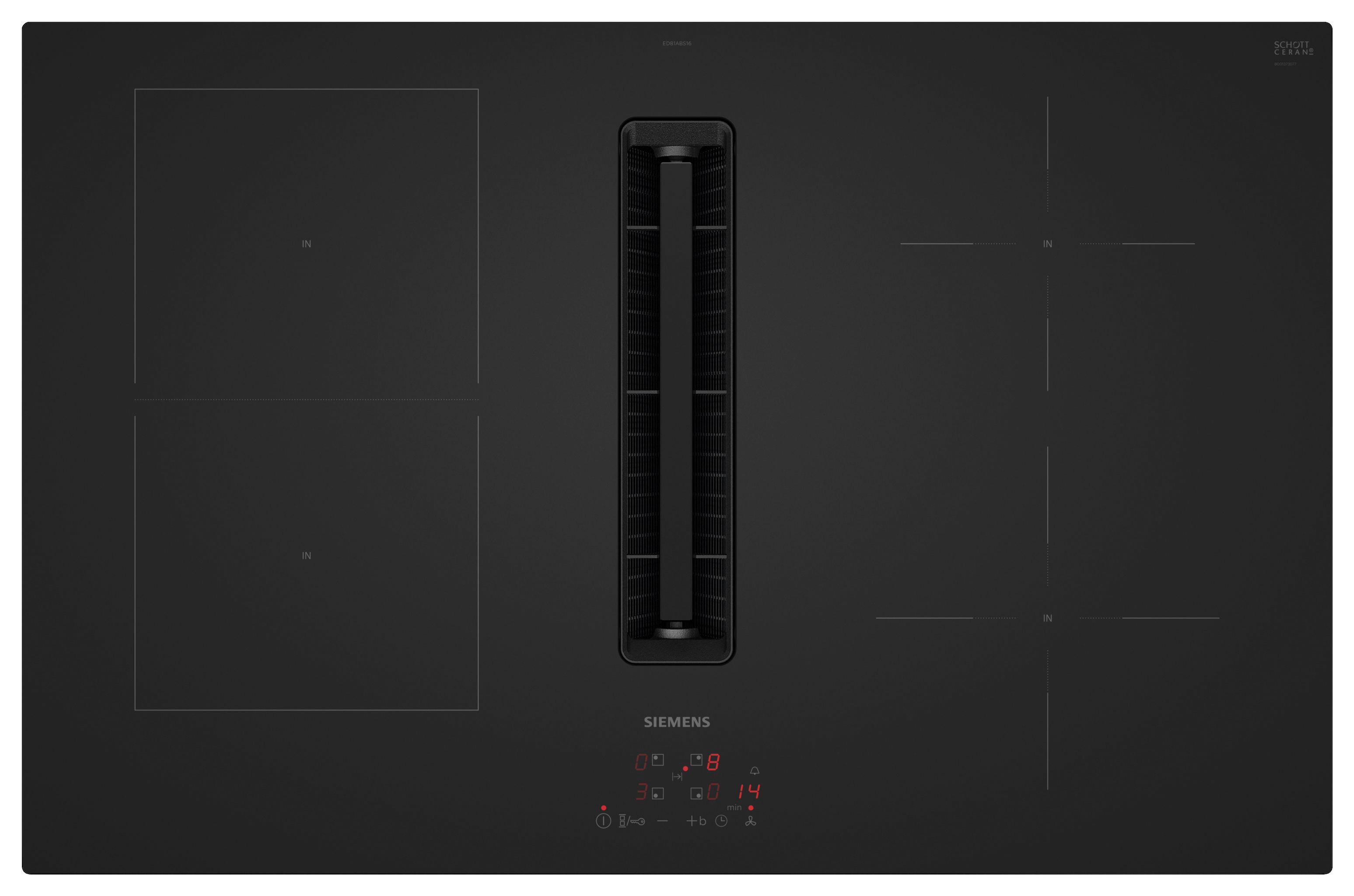Kochfeld-Dunstabzug-Kombi ED81ABS16E - Schwarz, KONVENTIONELL, Glas/Metall (80,2/22,3/52,2cm) - Siemens