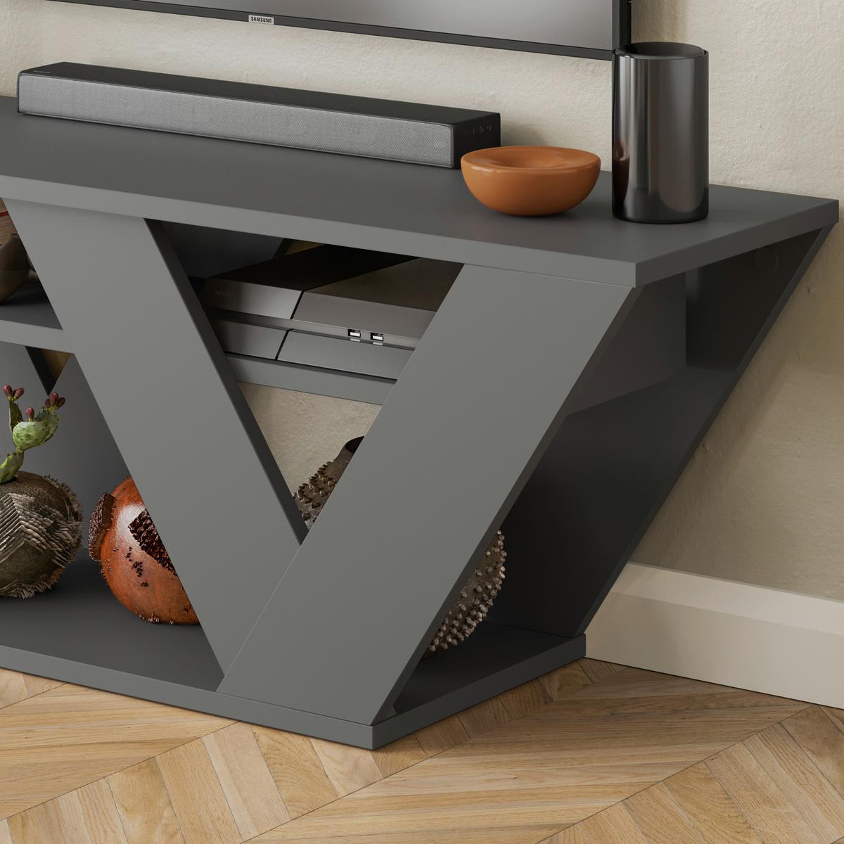 Nizka Omarica Pipralla - antracit, Design, leseni material (110/30/40cm) - Livetastic