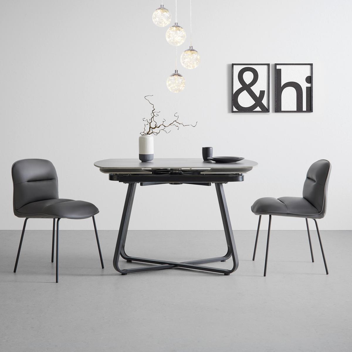 Esstisch ausziehbar Matera Dunkelgrau ca.120-180x76 cm - Schwarz, MODERN, Keramik/Metall (120-180/90/76cm) - Bessagi Home