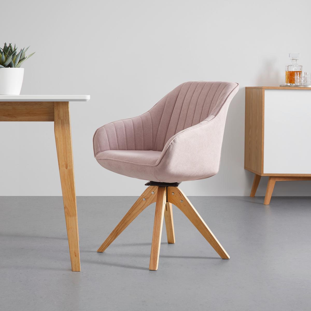 Karosszék Leonie - rózsaszín/tölgyfa, Modern, textil/fa (60/84/61cm) - Modern Living