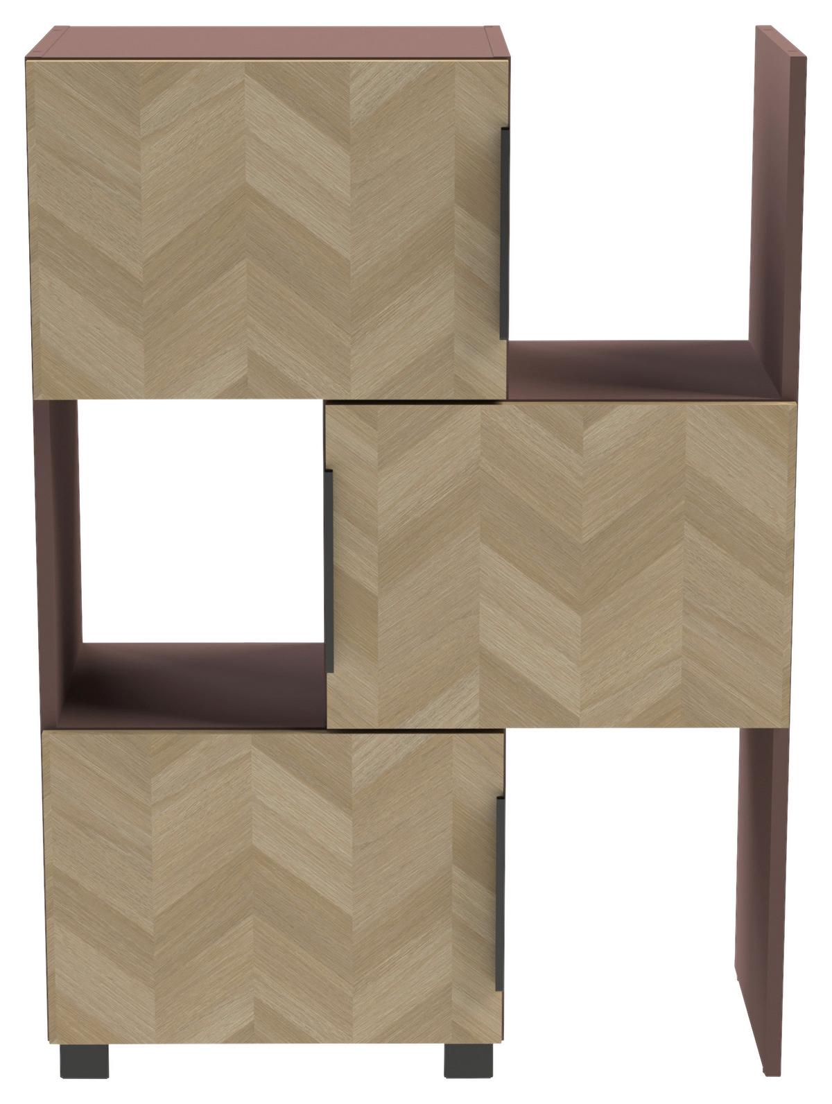 Regal Piazza Rosa/Eichefarben - Eichefarben/Schwarz, MODERN, Holzwerkstoff/Kunststoff (32,60/59,7/39,10cm) - Mömax