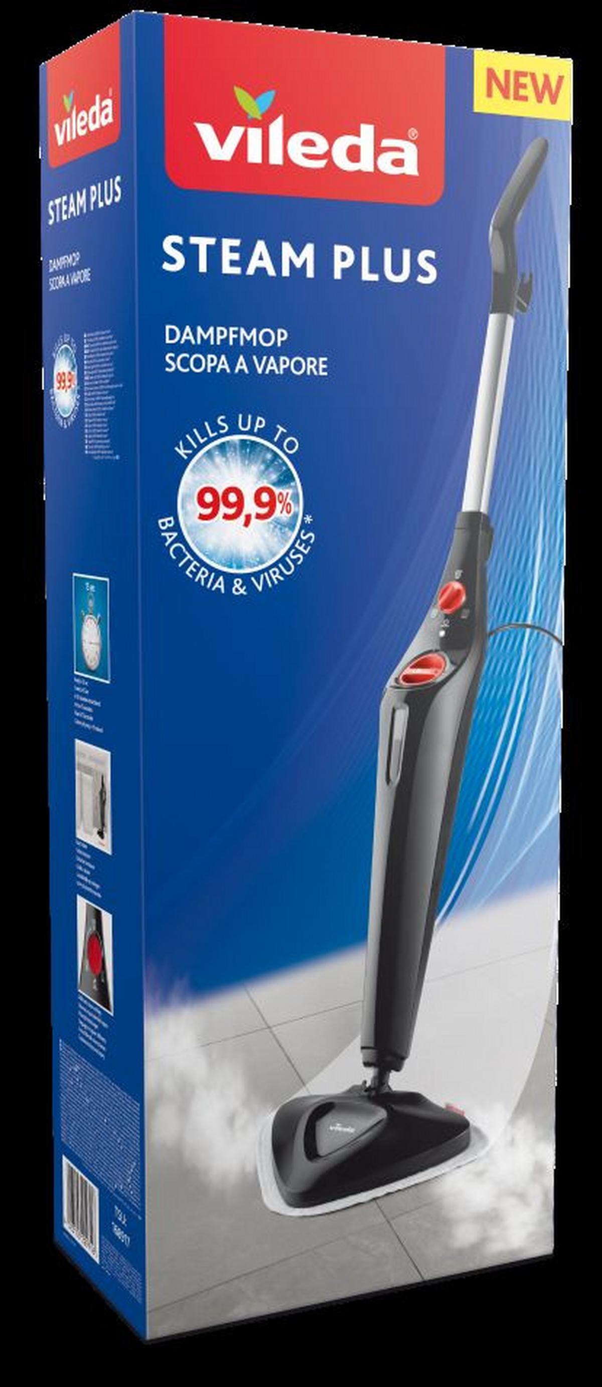 Gőztisztító Vileda Steam Plus - fekete/piros, műanyag (14.7/126/25.6cm) - Vileda