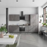 Küchenblock Riva High m. Geräten Schieferfarben - Schieferfarben/Edelstahlfarben, MODERN, Holzwerkstoff/Metall (330cm) - Nobilia