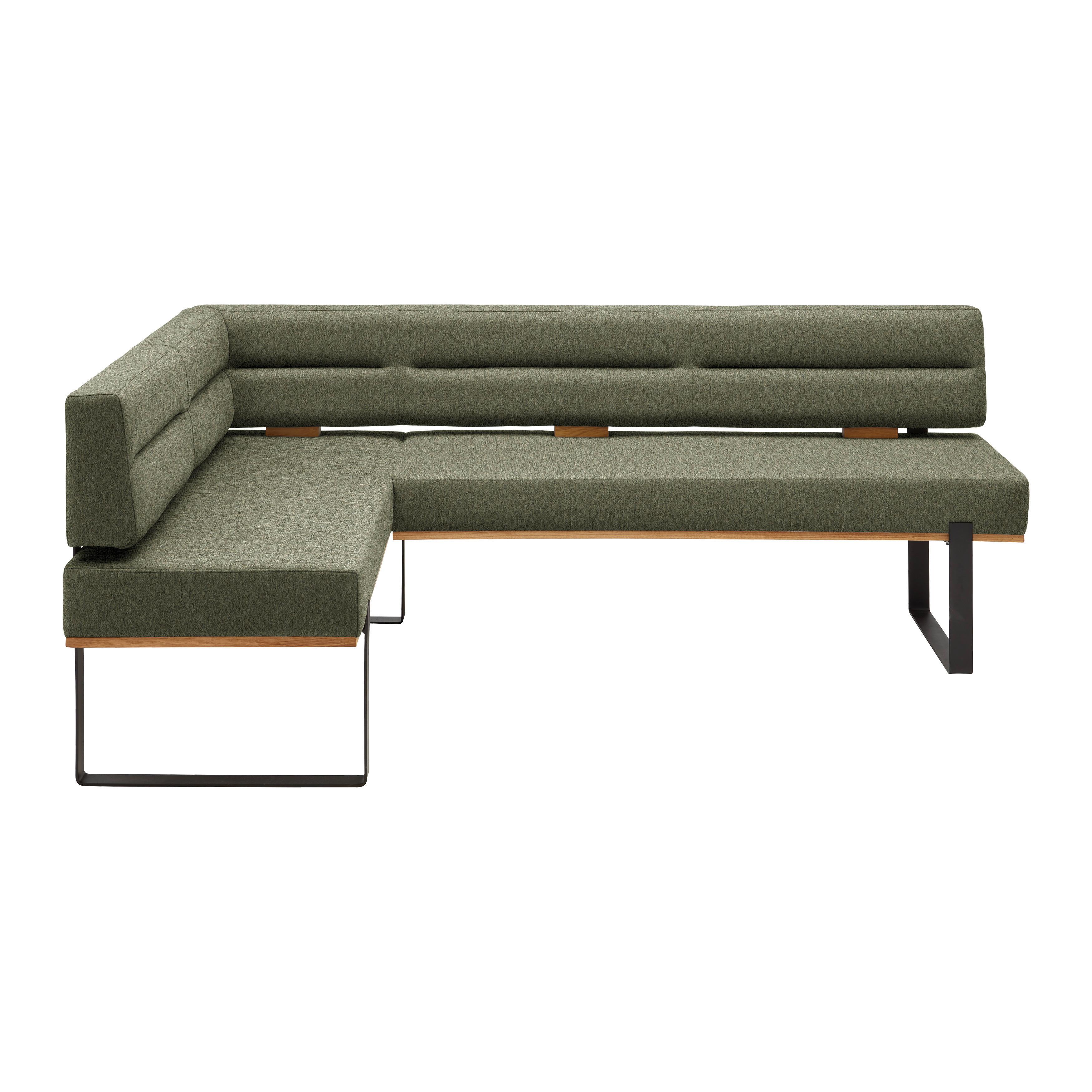 Eckbank Canon RE. in Grün - Schwarz/Grün, Konventionell, Holz/Textil (160/85/220cm) - Based
