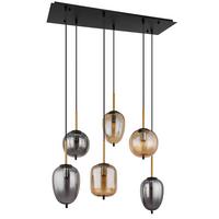 Hängeleuchte Blacky Schwarz/Messing max. 40 Watt - Messingfarben/Schwarz, Design, Glas/Metall (80/34/120cm) - Globo