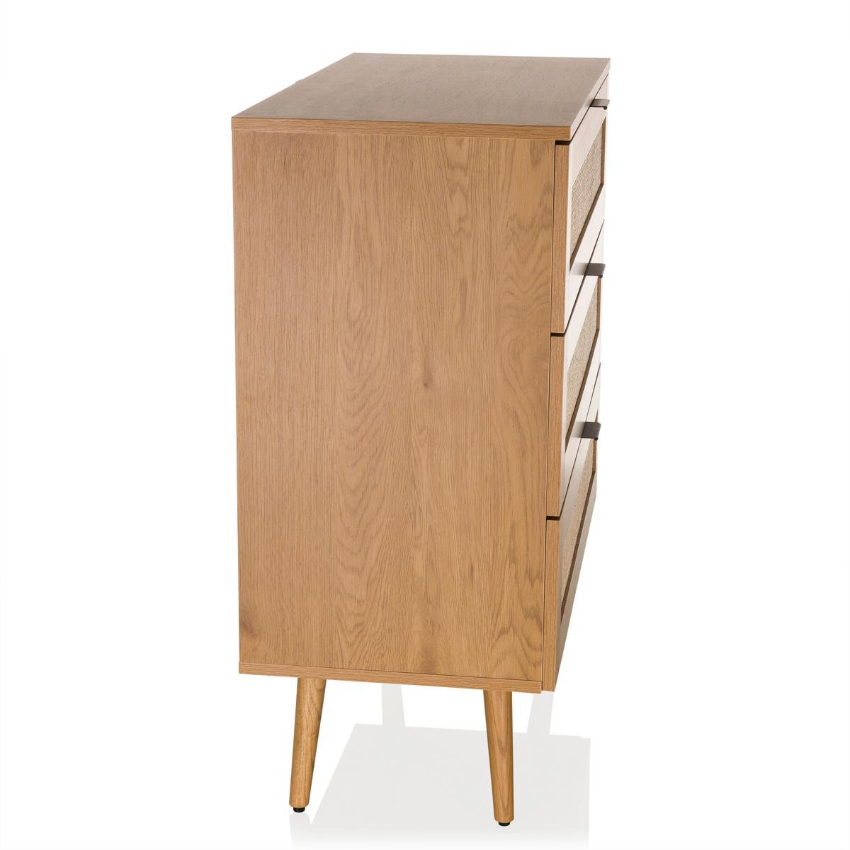 Komoda Boheo, Barva Hrasta - črna/barve hrasta, Moderno, leseni material (80/90/40cm) - MID.YOU