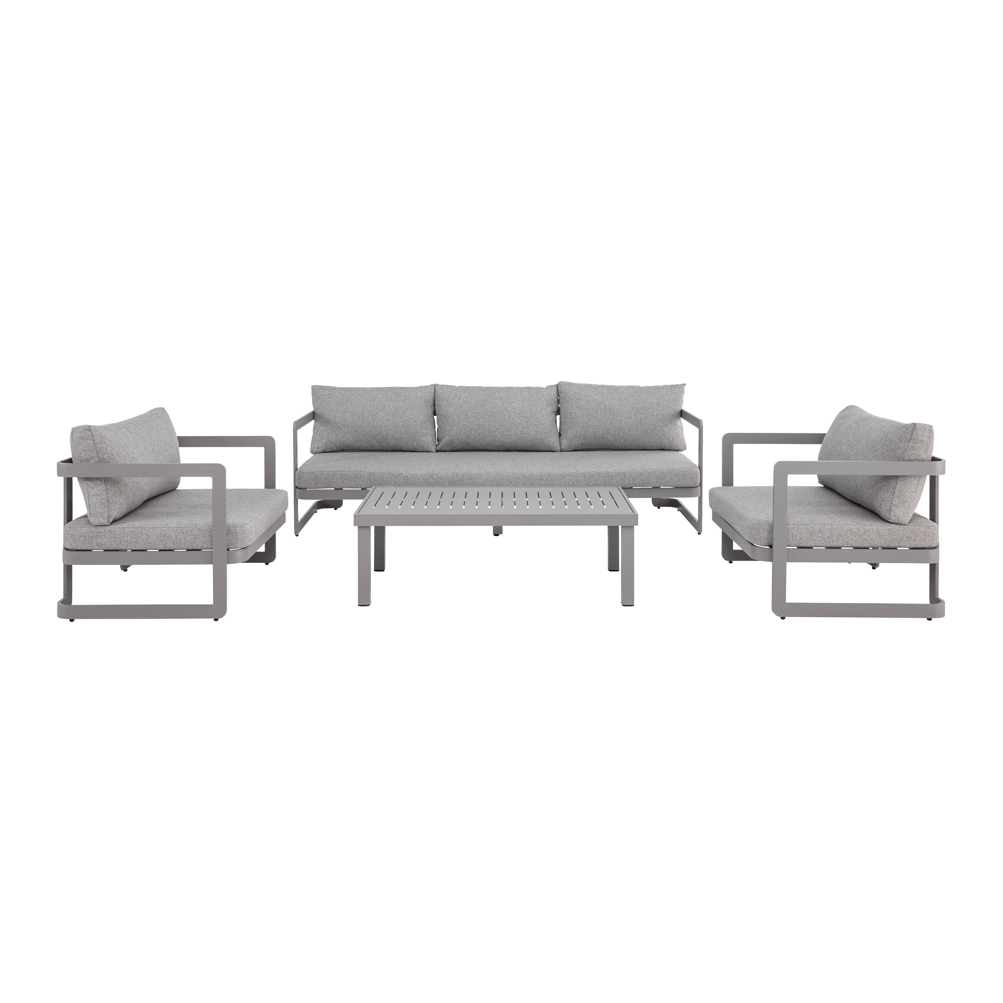 Lounge Garnitura Illaria, Svetlo Siva, Aluminij - svetlo siva, Moderno, kovina/tekstil - Bessagi Garden
