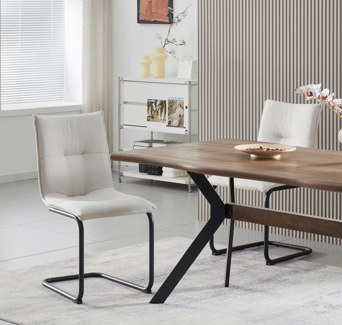 SCHWINGSTUHL-SET SONJA - Creme/Schwarz, Modern, Textil/Metall (46/89/57cm) - MID.YOU