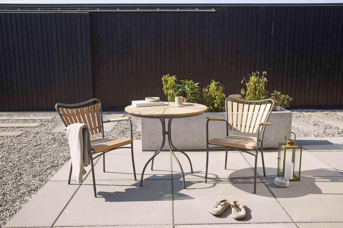 Gartentisch Ellen - Anthrazit/Teakfarben, Konventionell, Holz/Metall (80/80/74cm) - Gardenson
