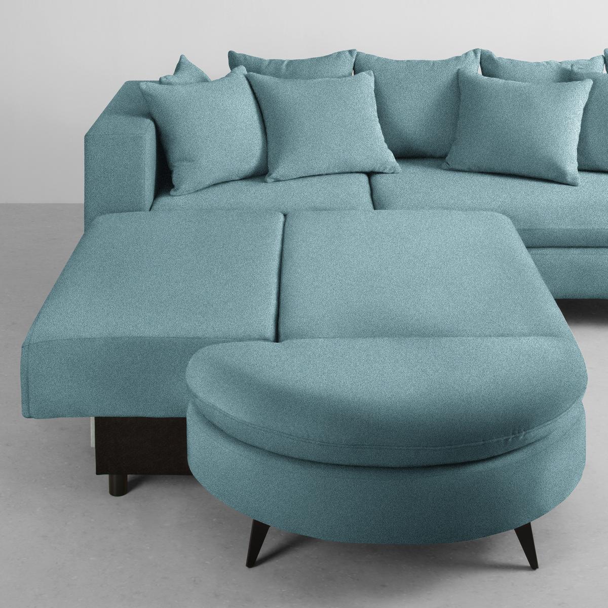 Ecksofa Axel Blau - Blau/Schwarz, MODERN, Textil/Metall (250/87/291cm) - Mömax