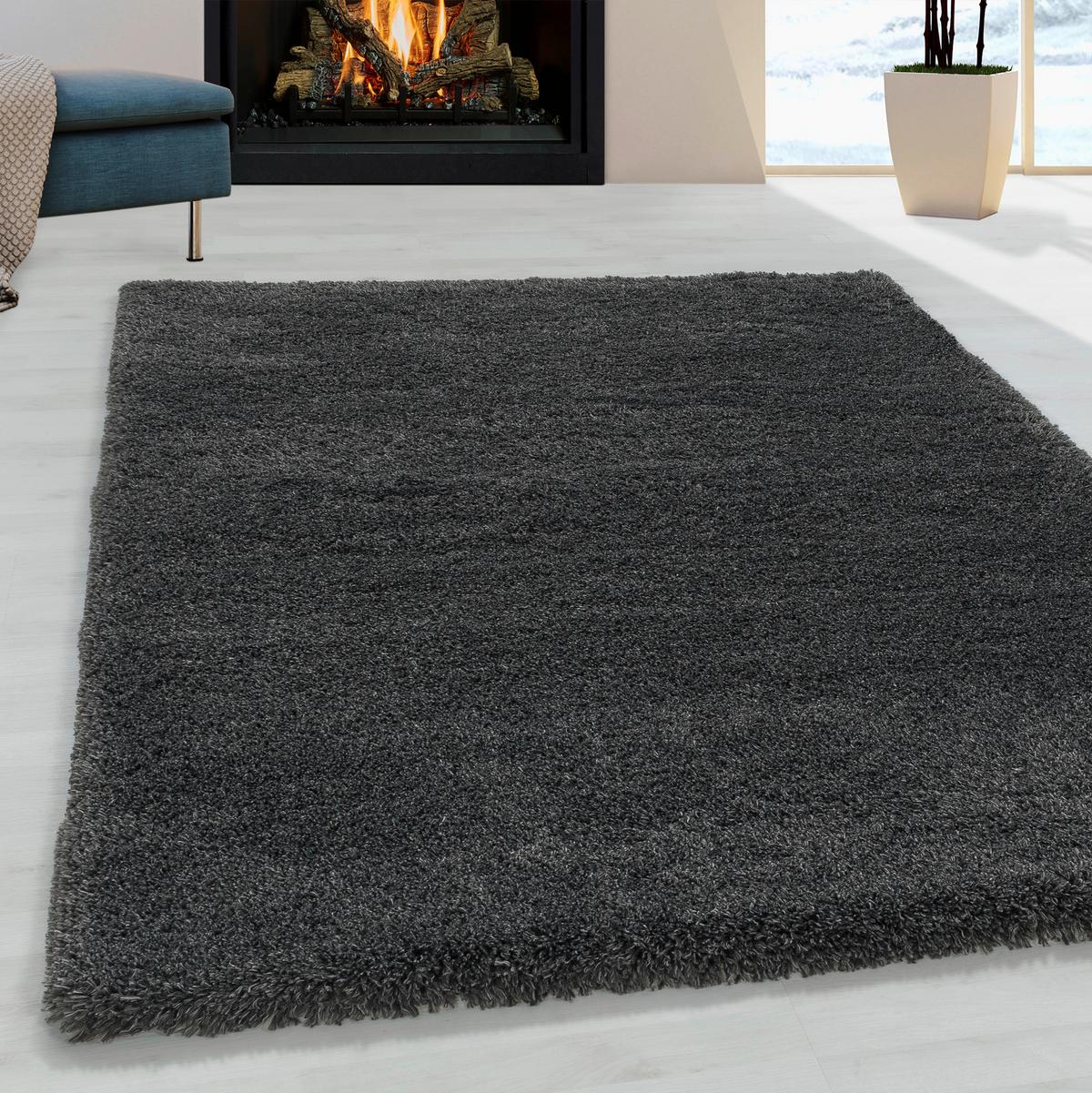 Hochflorteppich Fluffly Grau ca. 160x230cm - Grau, Basics, Textil (160/230cm) - Novel