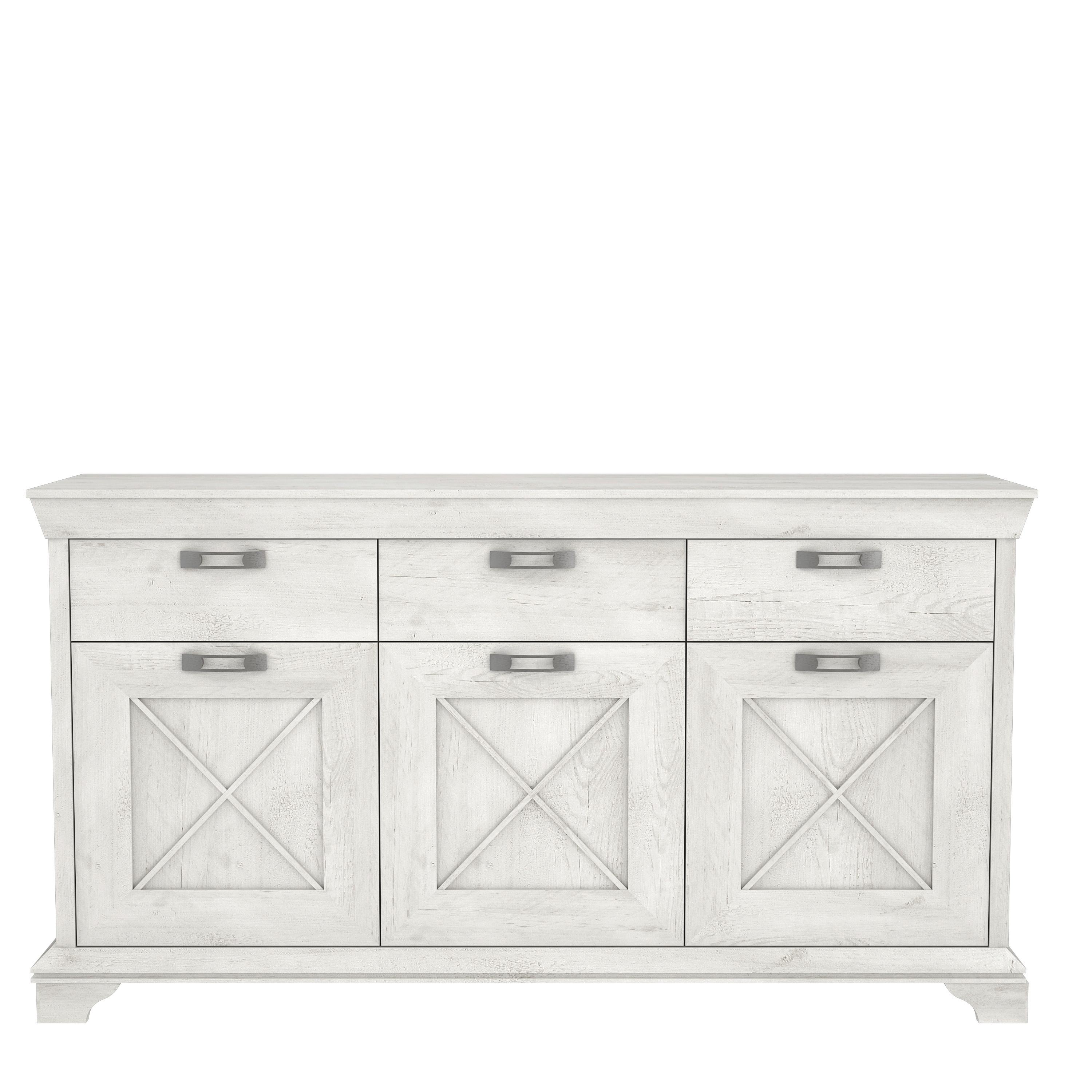 Comodă KASHMIR - alb/culoare coconar, Konventionell, metal/material pe bază de lemn (177,4/96,2/48,2cm) - Premium Living