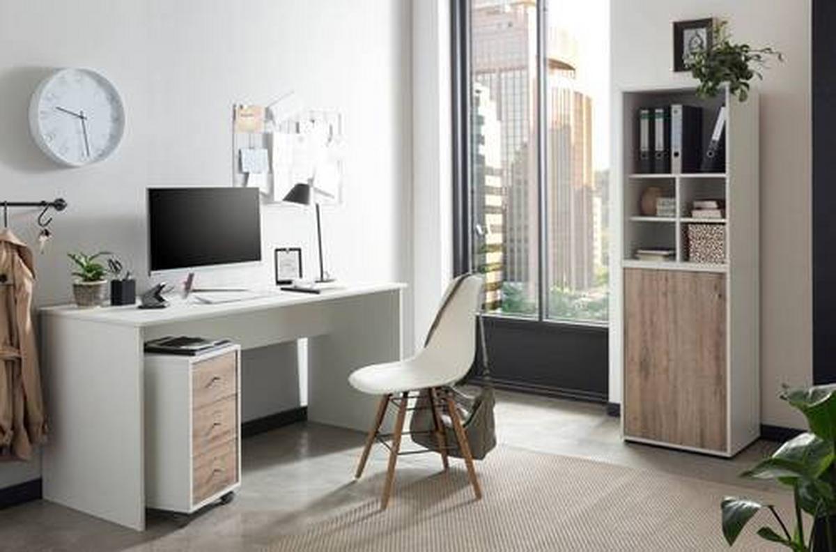 Aktenschrank U 510 T Weiß W.eiche ca.50,9x83,6x41cm - Wildeiche/Weiß, MODERN, Holzwerkstoff (50,9/83,6/41cm) - MID.YOU