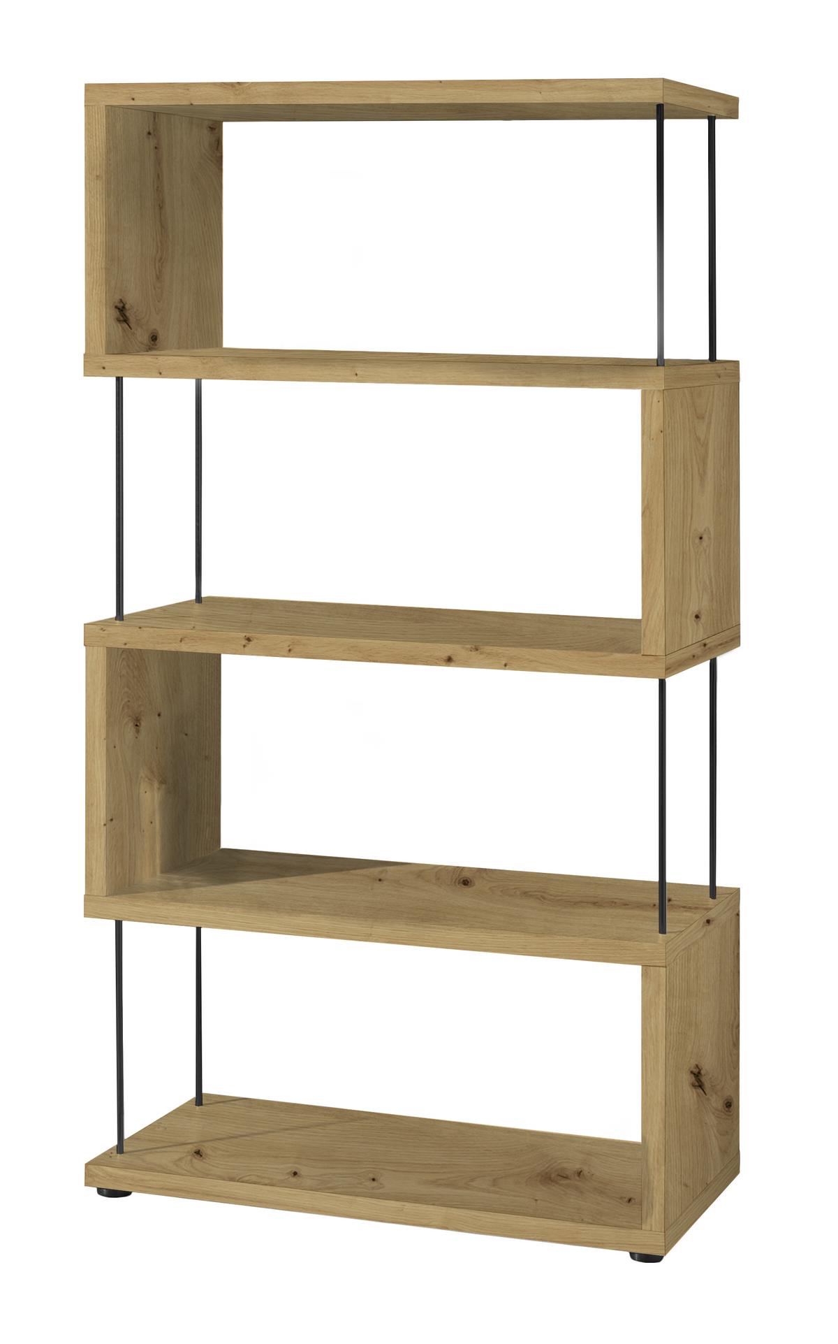 Standregal in Eichefarben - Eichefarben/Schwarz, MODERN, Holzwerkstoff/Kunststoff (66/126/33cm) - Mömax