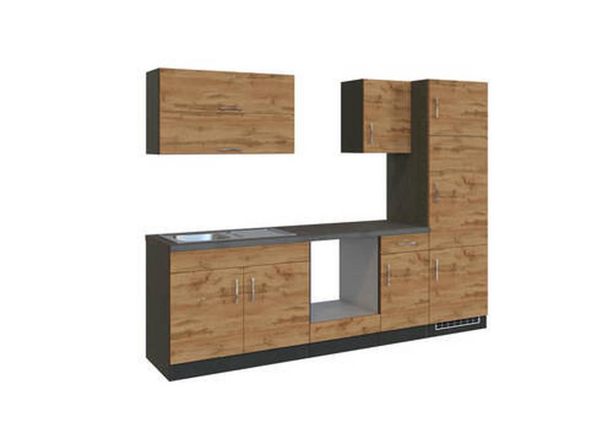 Küchenblock Sorrento ohne Geräte ca. 270 cm Eichefarben - Eichefarben/Anthrazit, MODERN, Holzwerkstoff (270/200/60cm) - Held