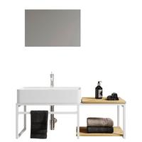 Badezimmer Bitila 3-tlg. Weiß/Honigeiche - Honigeiche/Weiß, MODERN, Glas/Keramik (100cm) - MID.YOU