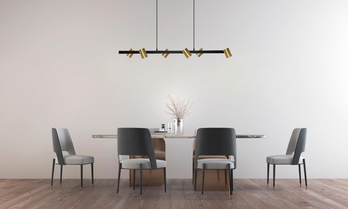 Hängeleuchte Lp-731/6p Gold _ Snow 6 - Schwarz, Design, Metall (115/45/150cm)