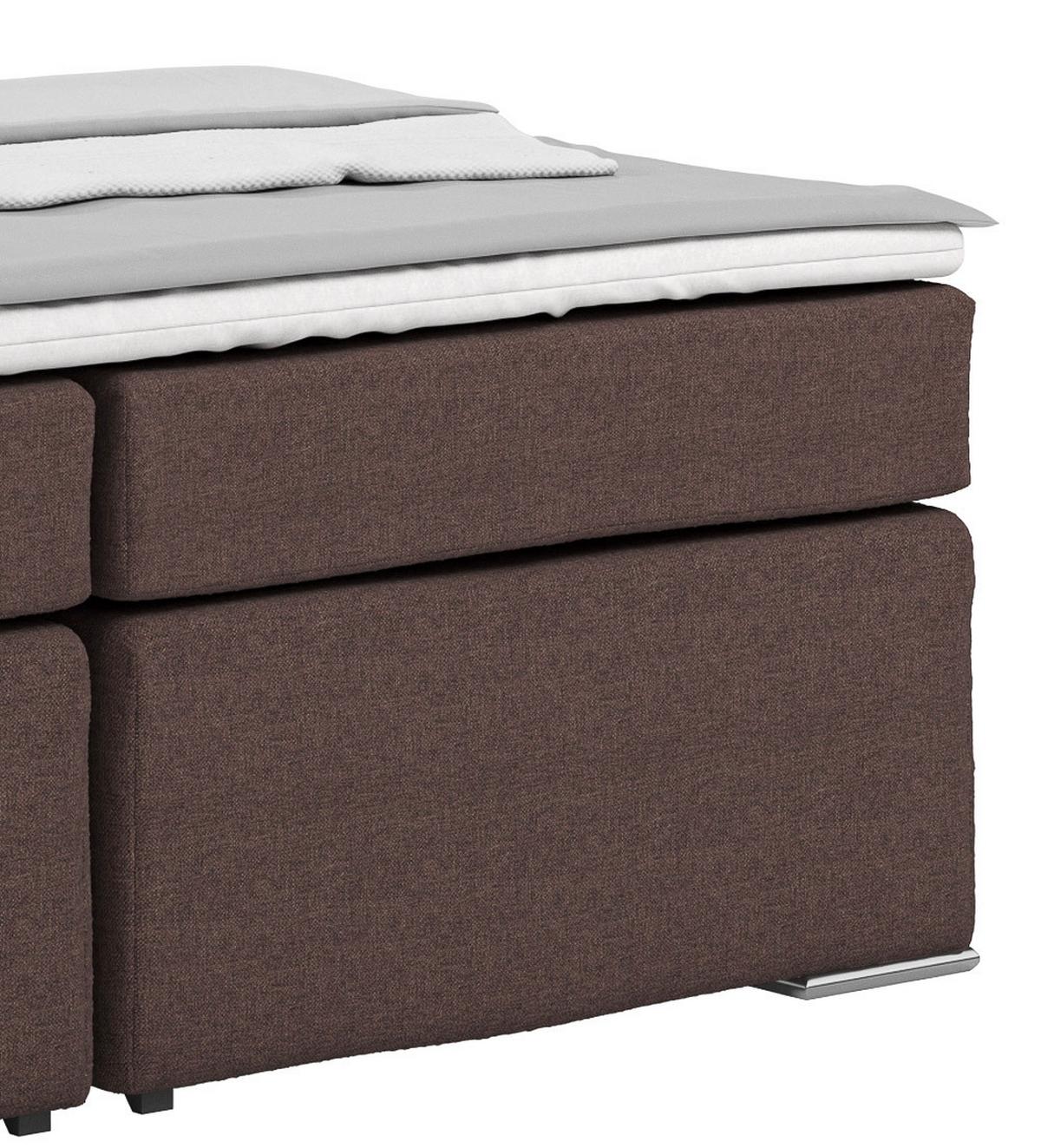Boxspring Krevet Nero - boje kroma/smeđa, Konvencionalno, tekstil/metal (180/200cm) - Best Price