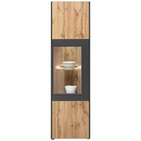 Vitrine Skagen in Eichefarben - Schieferfarben/Eichefarben, MODERN, Glas/Holzwerkstoff (56/196/40cm) - Premium Living