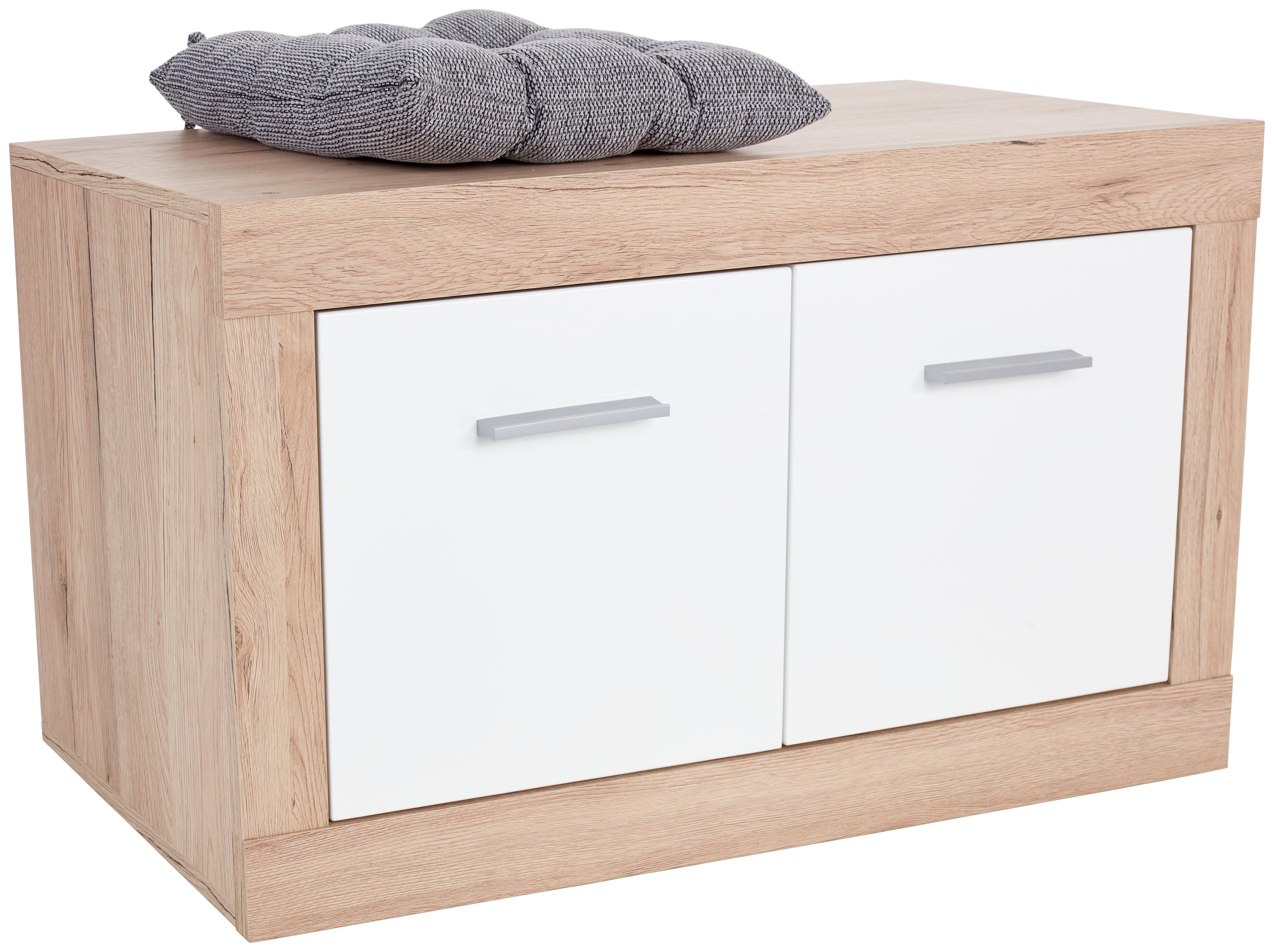 Bancă Pentru Hol Malta - alb/culoare lemn stejar, Modern, material pe bază de lemn (94,9/49,2/36cm) - Modern Living