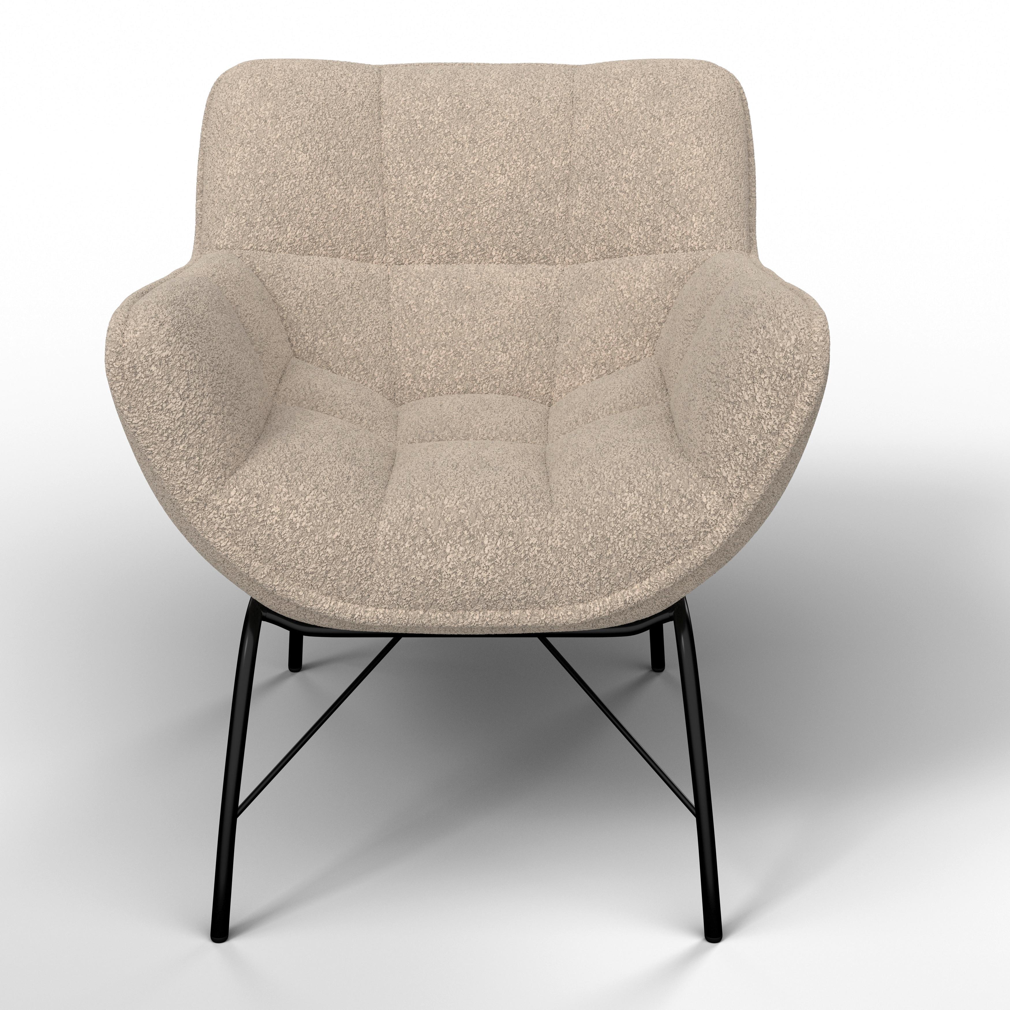 Relaxsessel Robin Beige Webstoff - Beige/Schwarz, MODERN, Textil/Metall (72/78/81cm) - Bessagi Home