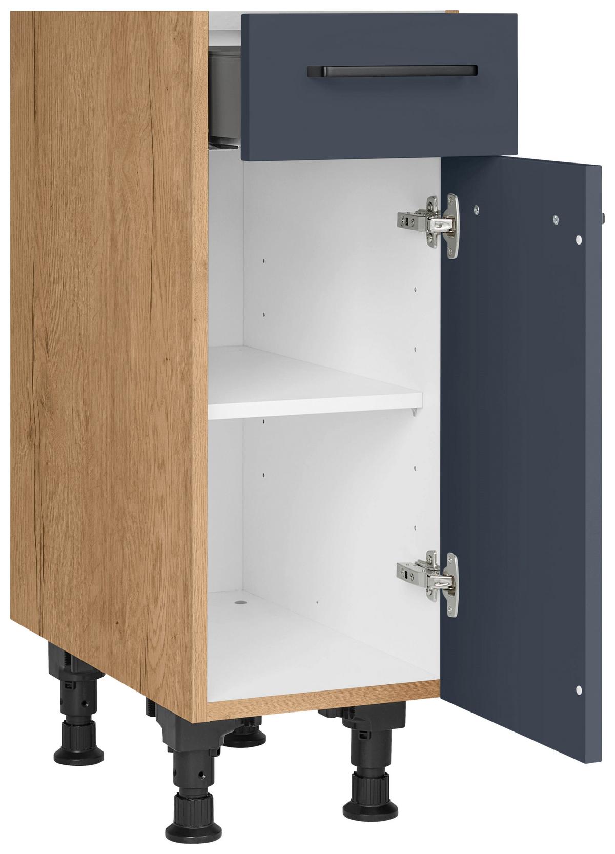 Schubkastenunterschrank Easytouch Blau - Blau/Eichefarben, MODERN, Holzwerkstoff/Metall (30/87/56cm) - Nobilia