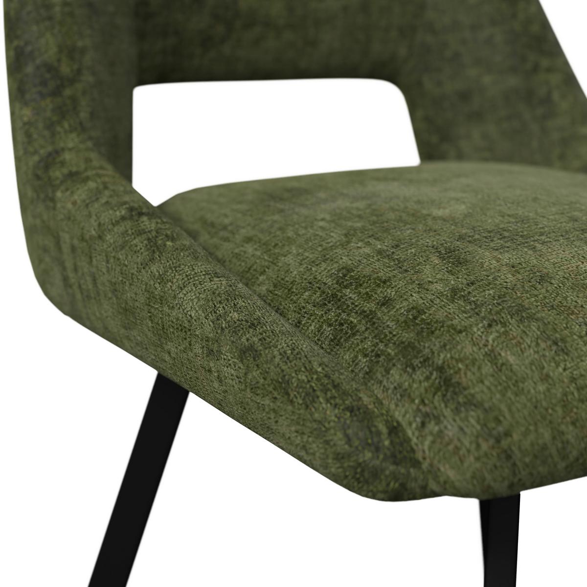 Jedilna Garnitura Amarillo, Miza Ø 120cm, 4x Stol - črna/zelena, Moderno, kovina/tekstil - Bessagi Home