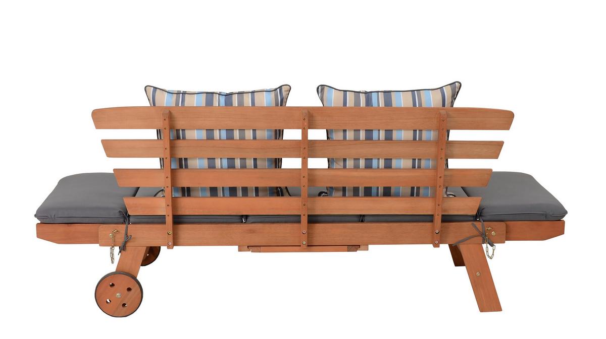 Gartenbank Holz Rincon ca. 190x78x68 cm inkl. Kissen - Braun/Grau, Basics, Holz/Textil (190/77,5/68cm) - Gardenson