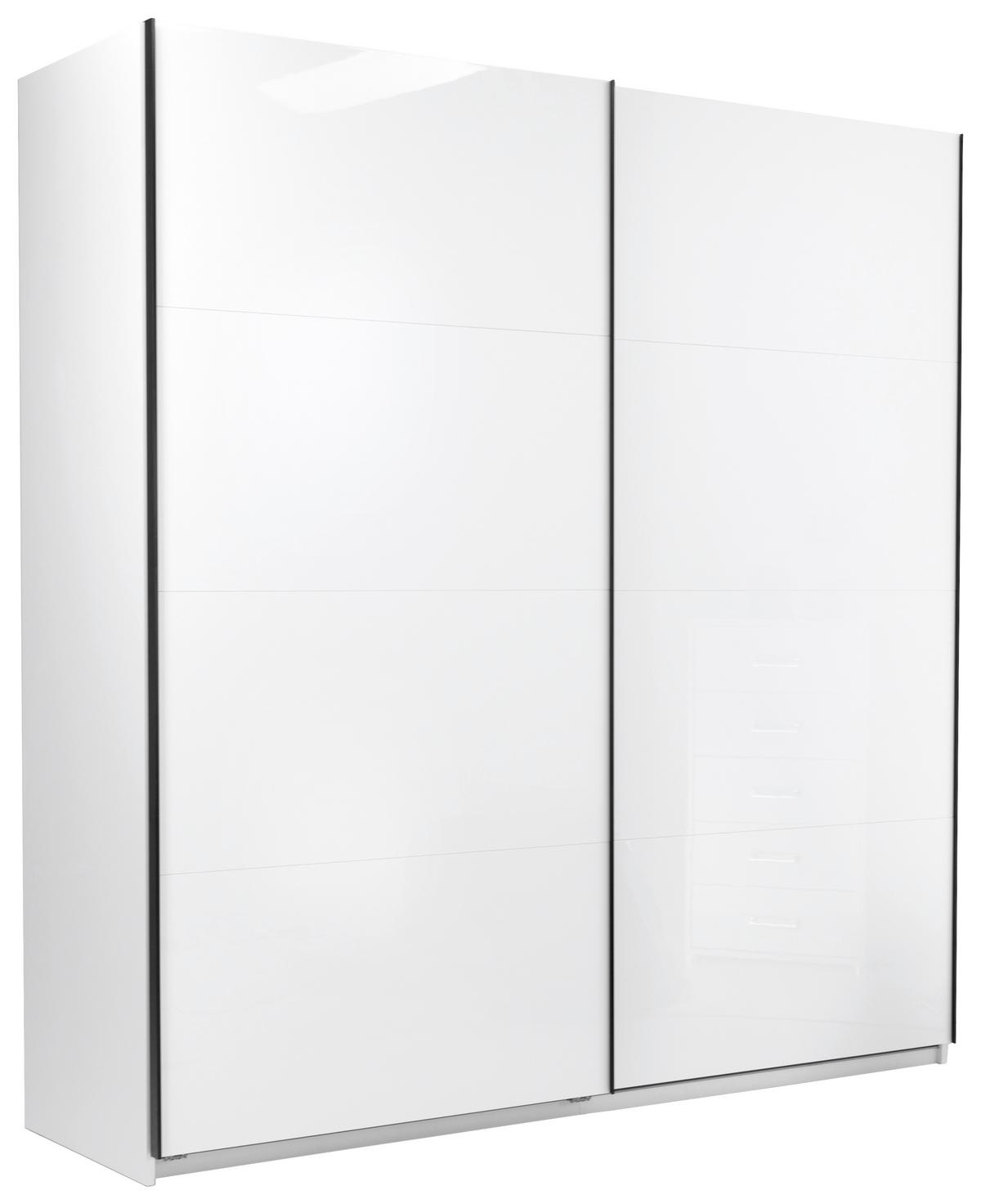 Schwebetürenschrank Family Weiß Hochglanz - Weiß Hochglanz/Alufarben, MODERN, Holzwerkstoff/Metall (200/212/62cm) - Mömax