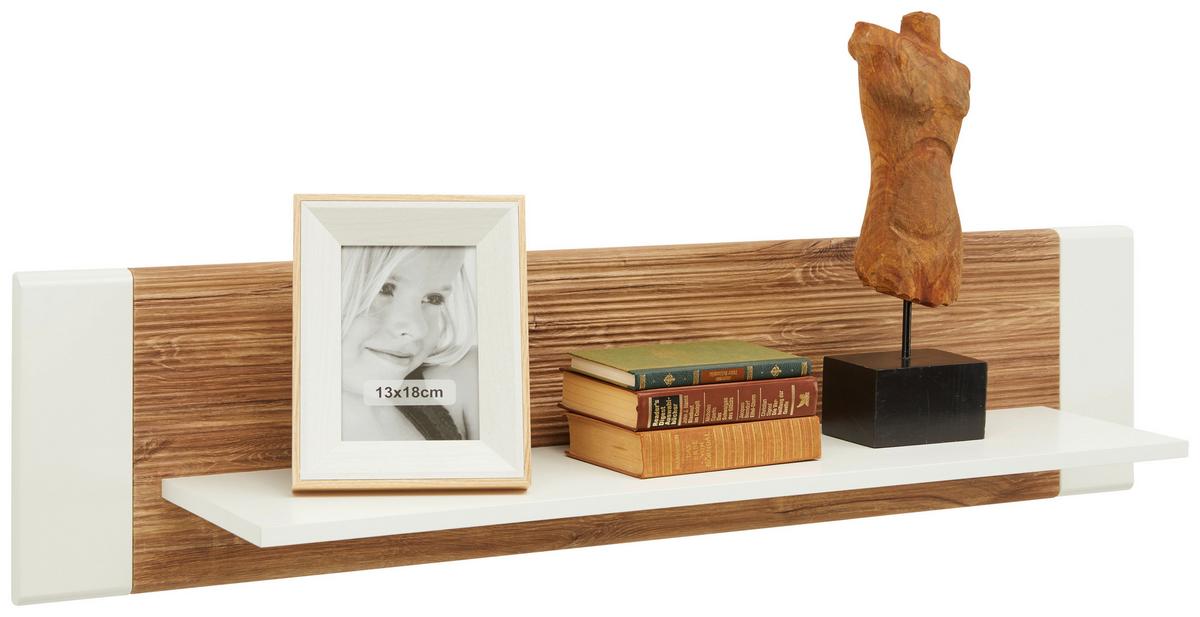 Poliţă de perete Leonardo - alb/culoare lemn stejar, Modern, material pe bază de lemn (120/28/24cm) - Modern Living