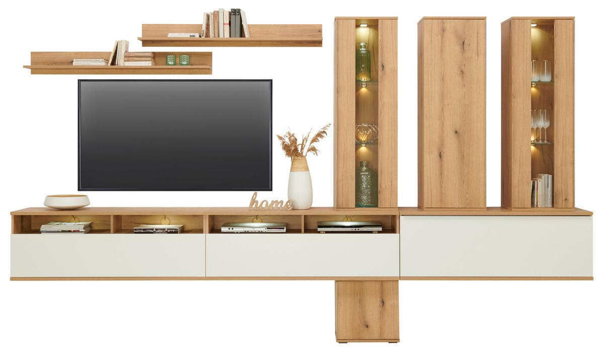 Viseča Vitrina Power, Barva Hrasta - barve hrasta/prozorno, Moderno, umetna masa/steklo (42,2/129,8/32cm) - Mömax