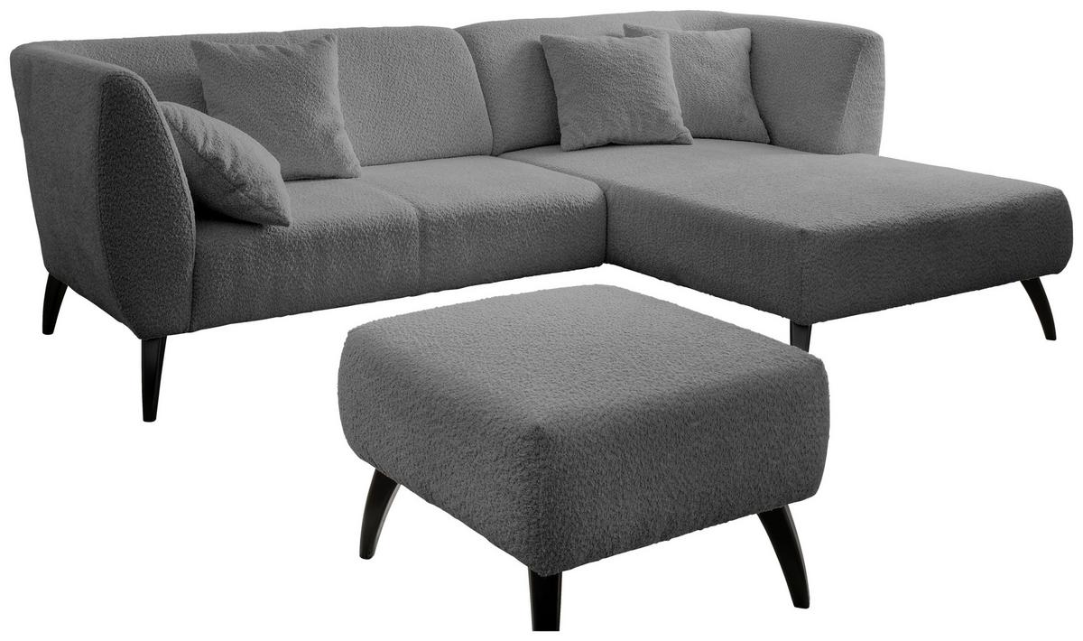 Wohnlandschaft Colori Anthrazit Bouclé - Anthrazit/Schwarz, MODERN, Holz/Textil (264/160cm) - MID.YOU