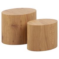 ZESTAW STOLIKÓW BOCZNYCH MICE - kolor dębowy, Trend, materiał drewnopochodny (33/48/40cm)