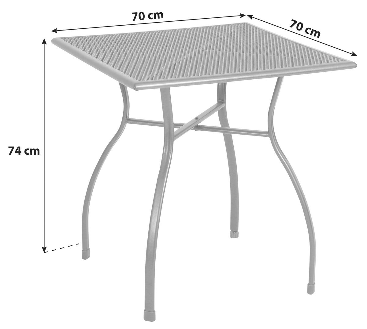 Gartentisch Toulouse Grau wetterbeständig ca. 70x70x74cm - Grau, Basics, Metall (70/70/74cm) - Gardenson