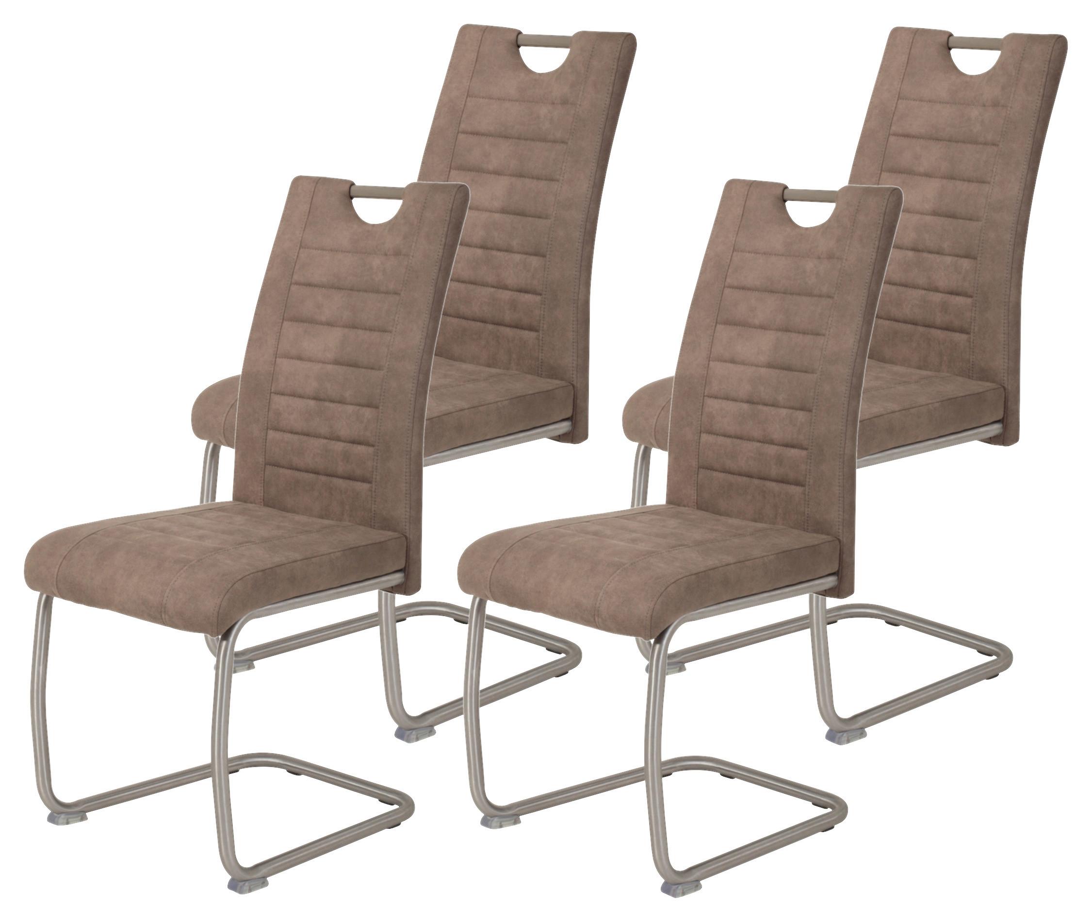 SCHWINGSTUHL-SET Ulla S Schlammfarben - Schlammfarben/Edelstahlfarben, MODERN, Textil/Metall (43/98/59cm) - MID.YOU