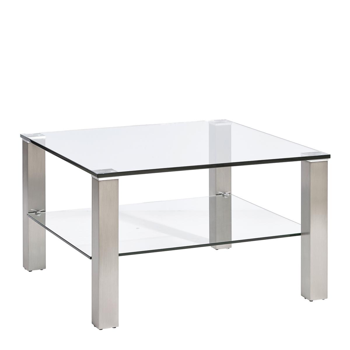 STOLIK KAWOWY OSLO -EXKLUSIV- - kolor srebrny/przejrzysty, Design, metal/szkło (75/75/43cm) - Novel