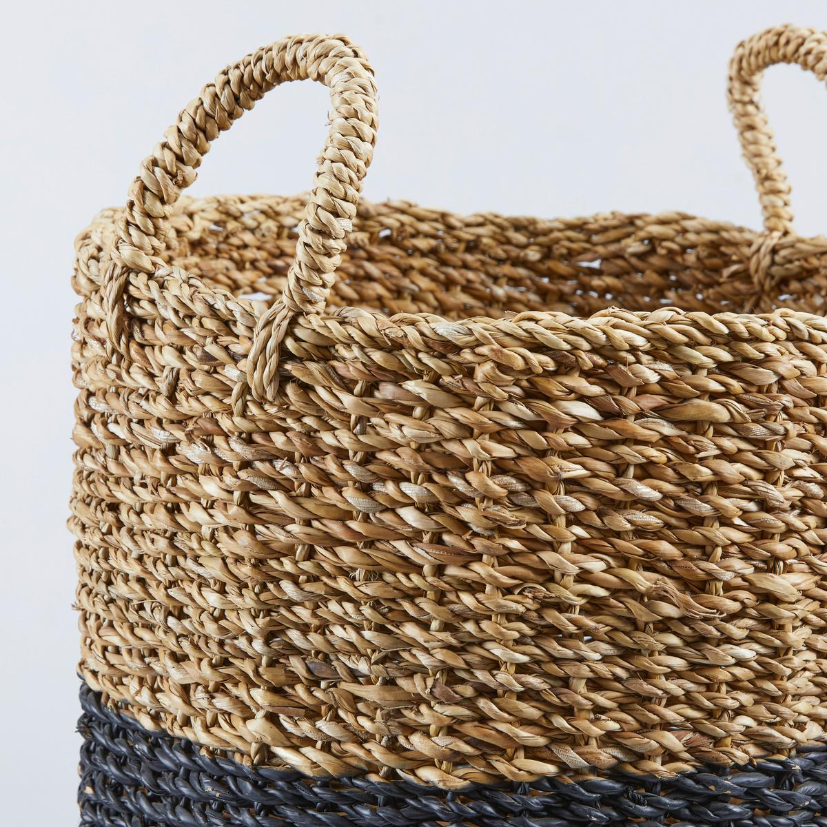 KOSZ DEKORACYJNY SOPHIAN - kolor naturalny/czarny, Natur, materiały naturalne (30/36cm)