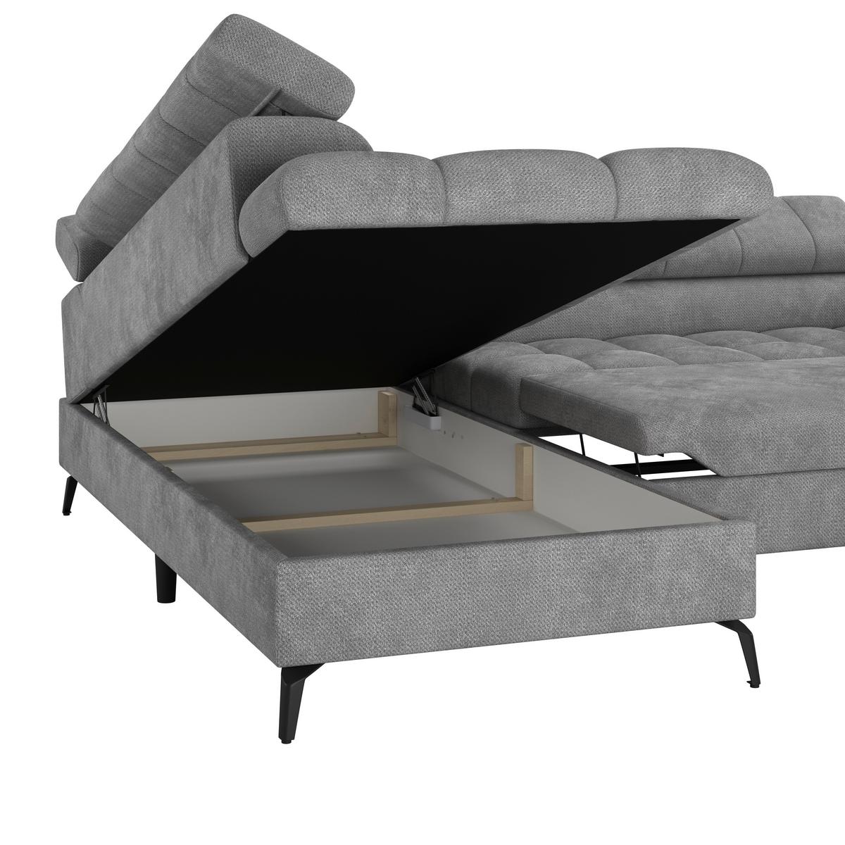 Kutna Garnitura Volf - siva/svijetlo siva, Trend, tekstil/metal (203/261cm)